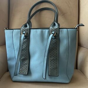 New light blue faux leather bag